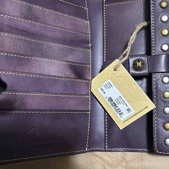 PATRICIA NASH PURPLE LEATHER STUDDED WALLET NWT - Picture 5 of 6